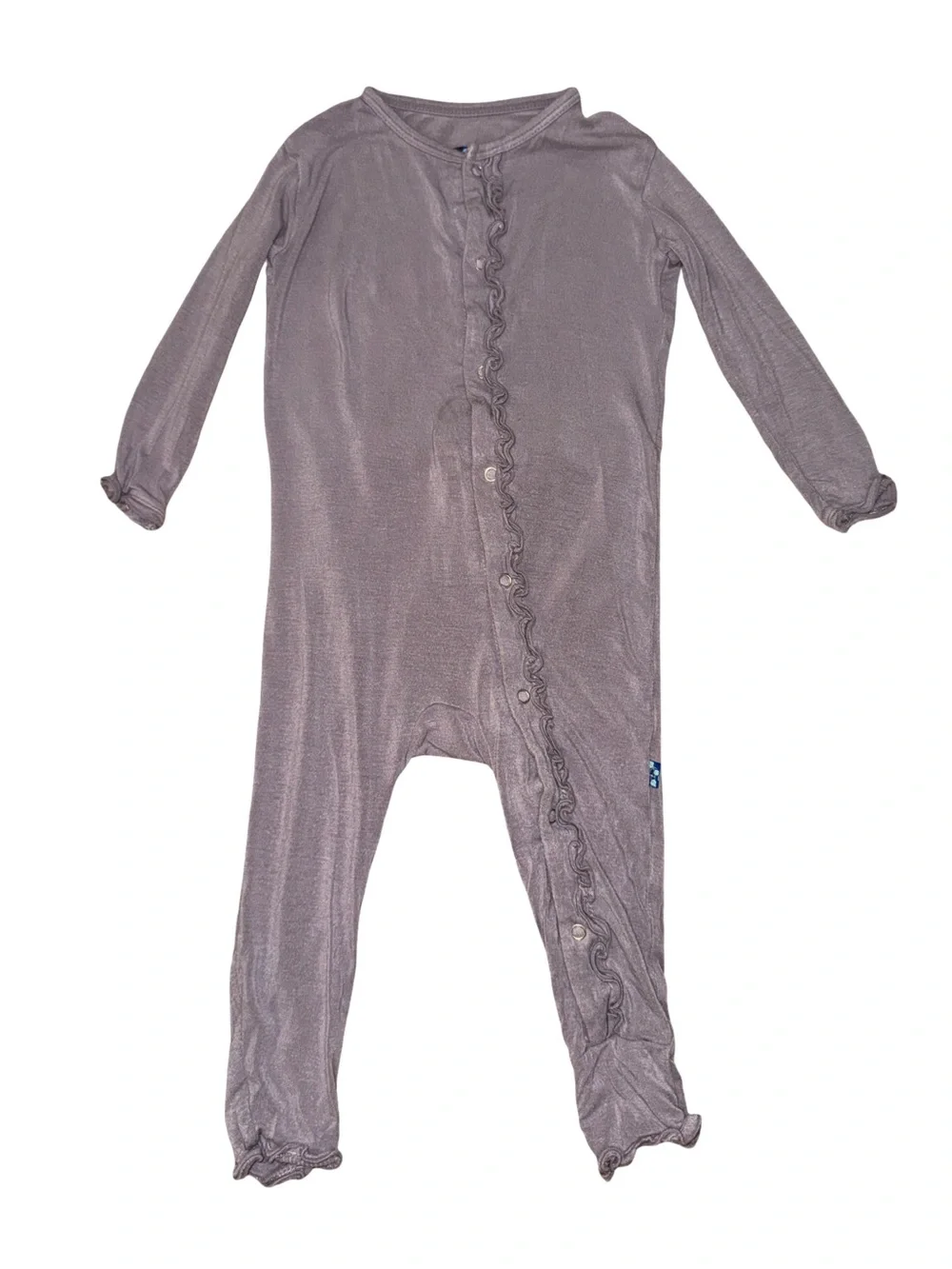 Kickee Pants Bamboo Ruffle Footless Snap Romper 12-18 Months Purple Gray